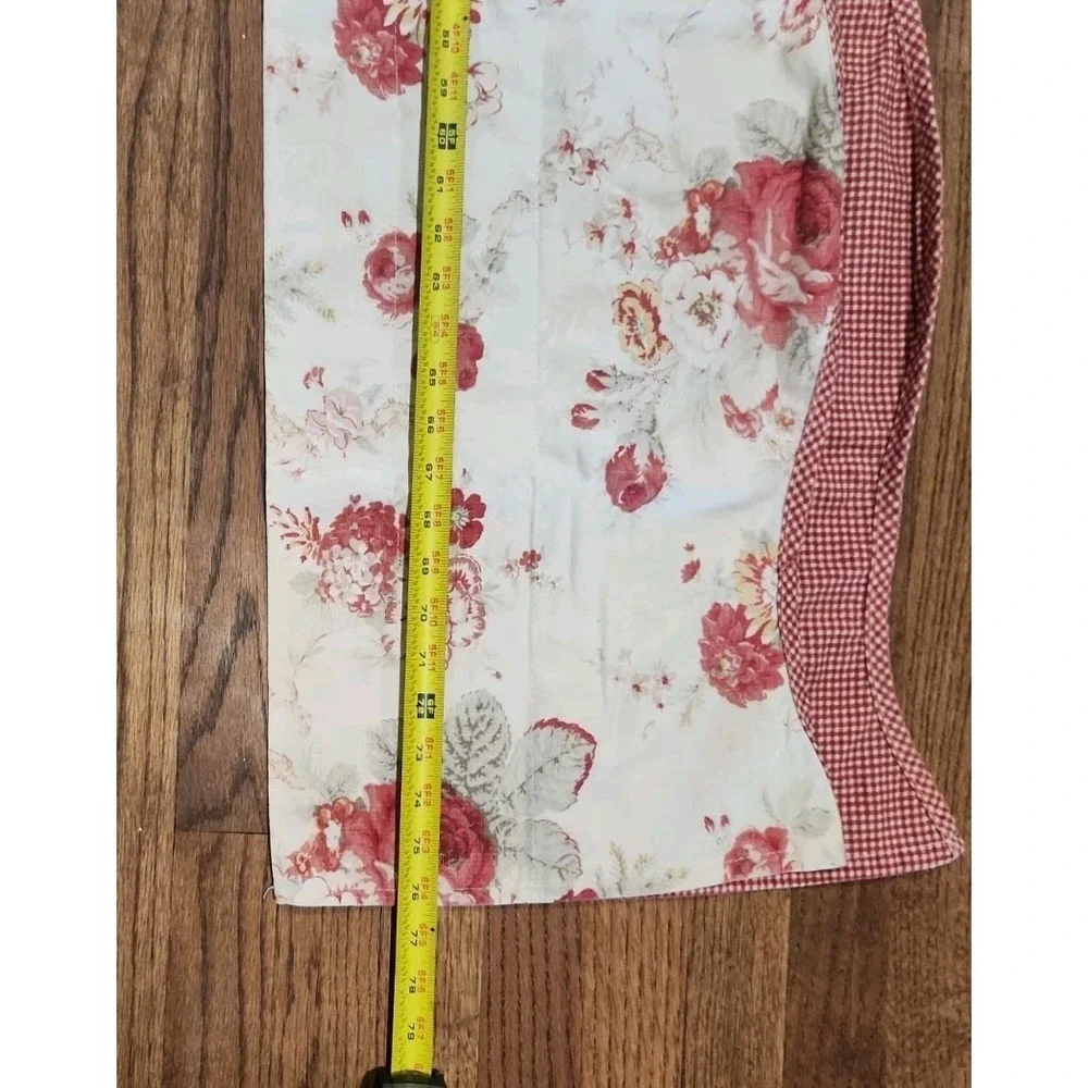 Waverly NORFOLK ROSES Red Gingham Layered Scalloped Valance 15 X 76 Cottagecore